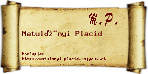 Matulányi Placid névjegykártya